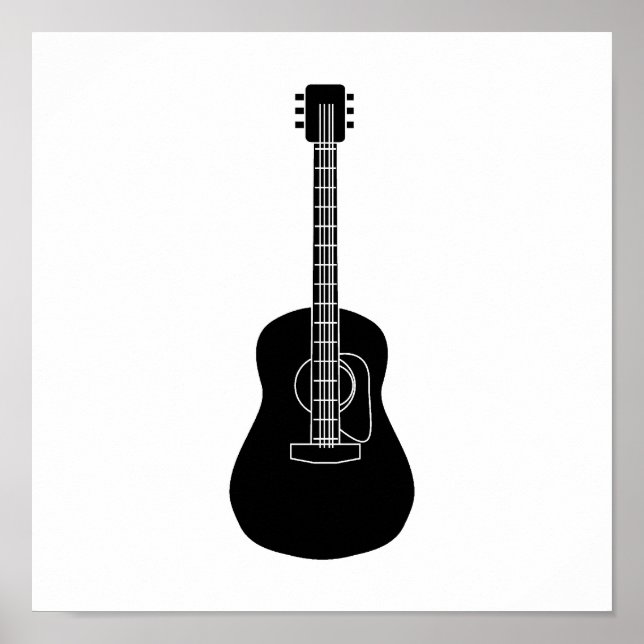 Affiches Guitare acoustique Noir (Devant)