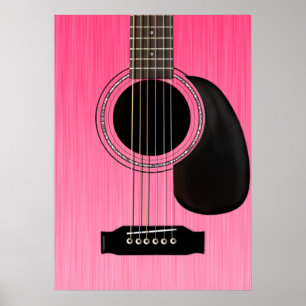 Affiches Guitare acoustique rose