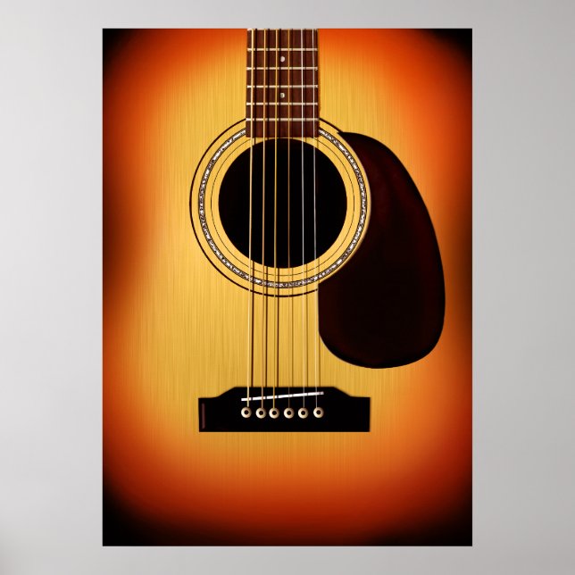 Affiches Guitare acoustique Sunburst (Devant)