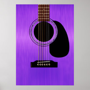 Affiches Guitare acoustique violette