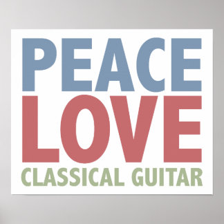 Affiches Guitare classique Peace Love