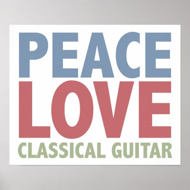 Affiches Guitare classique Peace Love (Devant)