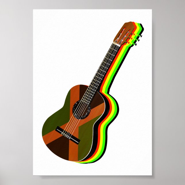 Affiches Guitare de reggae rastafarienne Jamaïque (Devant)