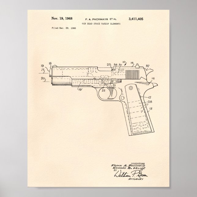 Affiches Gun Head Space 1968 Brevet Art Old Peper (Devant)