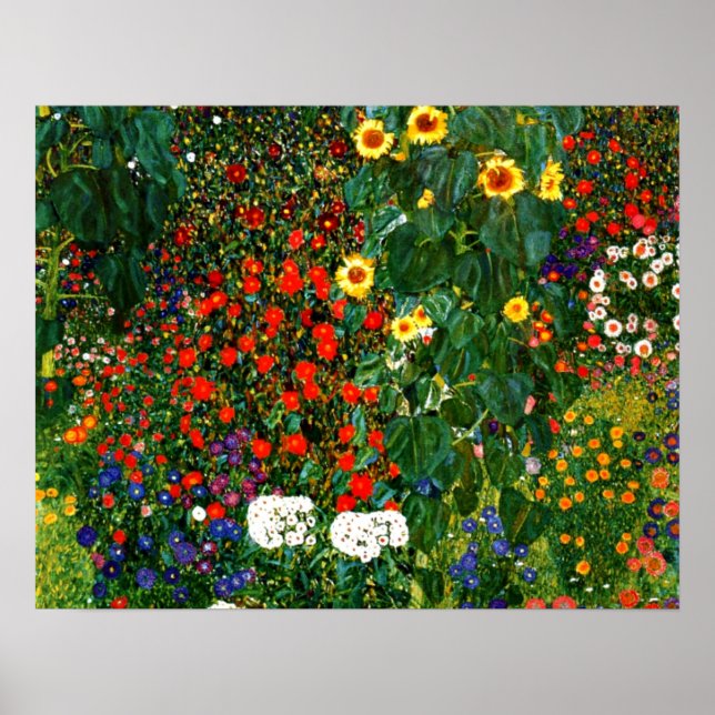 Affiches Gustav Klimt - Farm Garden with Sunflowers (Devant)