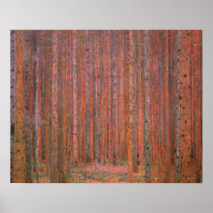 Affiches Gustav Klimt Fir Forêt Tannenwald Arbres rouges