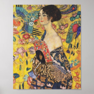 Affiches Gustav Klimt Lady With Fan Art Nouveau Painting