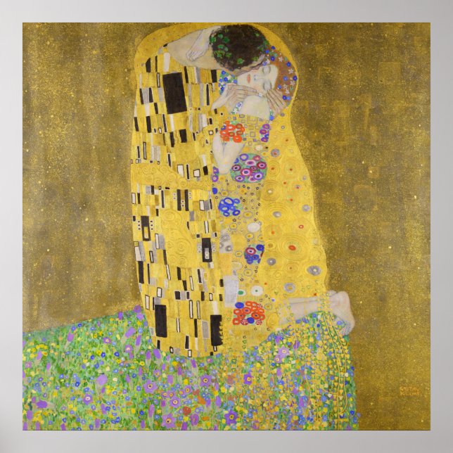 Affiches Gustav Klimt Le Baiser Restauré Couleur Vibrante (Devant)