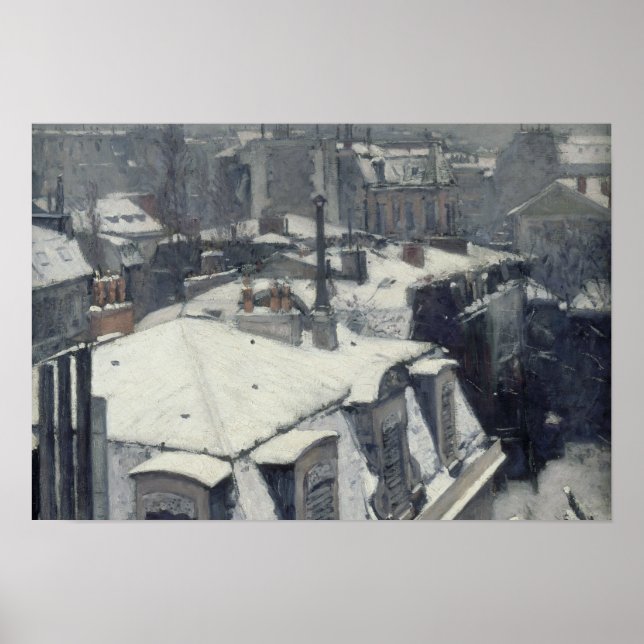 Affiches Gustave Caillebotte - Rooftops in the Snow (Devant)
