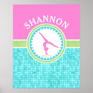 Affiches Gymnastique Tri-Pastel Couleur Avec Carrelage Aqua
