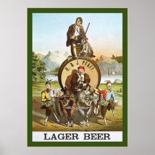 Affiches H. & J. Lager Beer ~ 1870s ~ Publicité Vintage