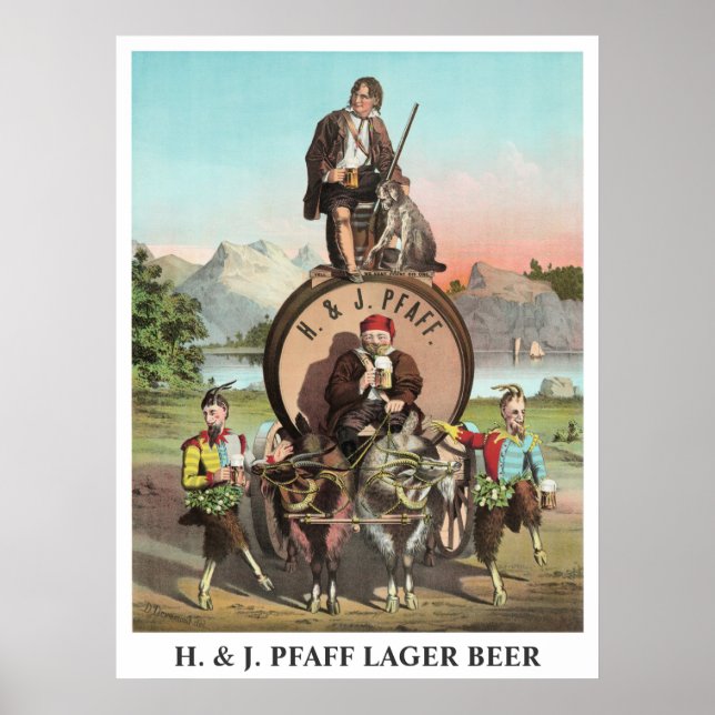 Affiches H. & J. Pfaff Lager Beer titre modifiable (Devant)