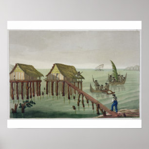 Affiches Habitations de la tribu Papu, Rawak, plaque 22 pou