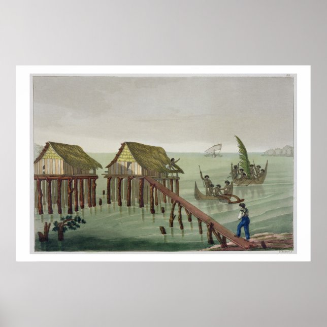 Affiches Habitations de la tribu Papu, Rawak, plaque 22 pou (Devant)