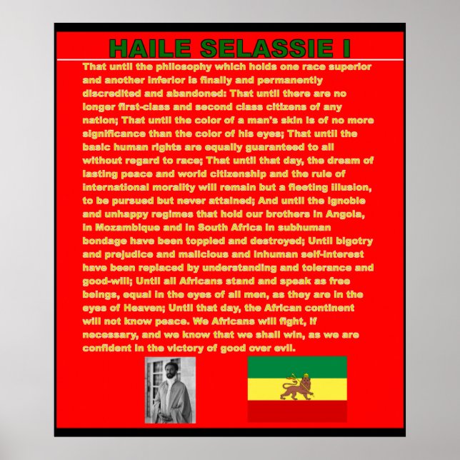 Affiches Haile Selassie Discours de guerre à l'affiche en t (Devant)