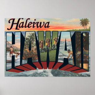 Affiches Haleiwa, Hawaii - Scènes de grandes lettres