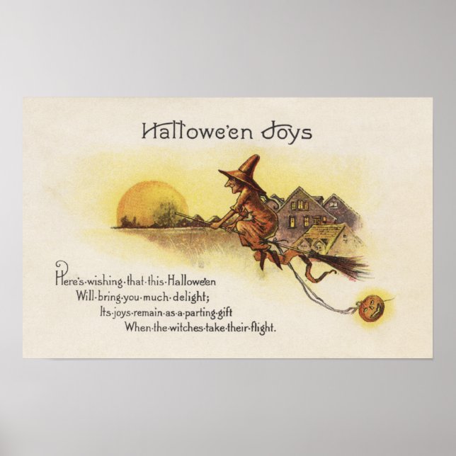 Affiches Halloween JoysWitch on Broom (Devant)