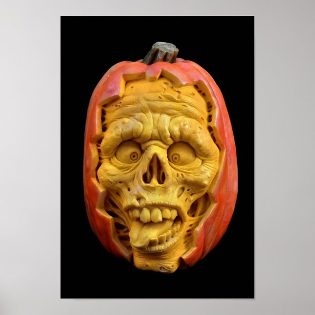 Affiches Halloween sculpté Jack-O’-lanterne face d'effroi (Devant)