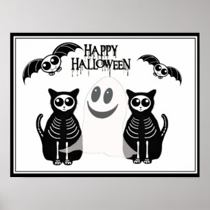 Affiches Halloween Squelette Animaux Gang