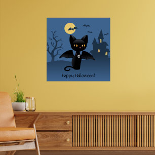 Affiches Halloween Vampire Black Cat with Wings