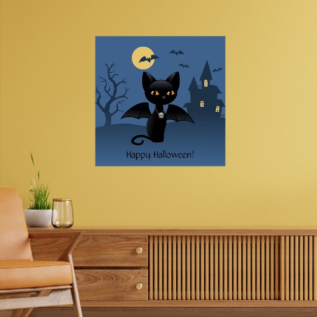 Affiches Halloween Vampire Black Cat with Wings (Salon 2)