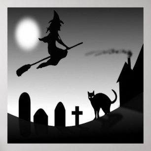 AFFICHES HALLOWEEN WITCH SILHOUETTE