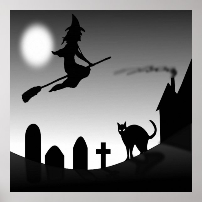 AFFICHES HALLOWEEN WITCH SILHOUETTE (Devant)