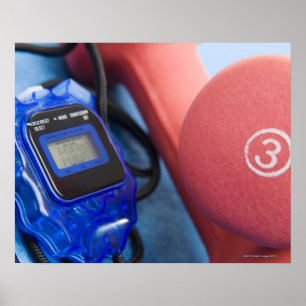 Affiches Haltères et chronomètre