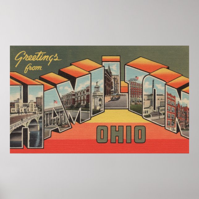 Affiches Hamilton, Ohio - Scènes de grandes lettres (Devant)