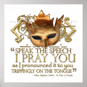 Affiches Hamlet "speak the speech ..." Quote (Gold Version)