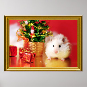 Affiches Hamster Kokolinka avec l'arbre de Noël