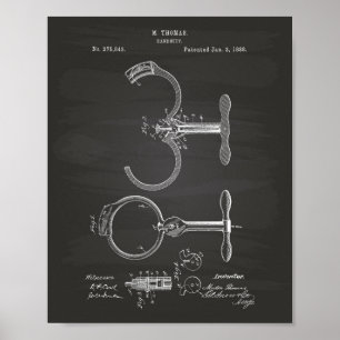 Affiches Handcuff 1888 Patent Art Chalkboard