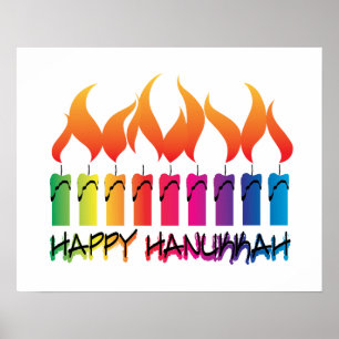 Affiches Hanoukka Rainbow Menorah