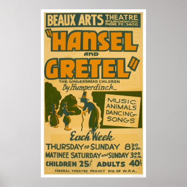Affiches Hansel & Gretel Boston 1940 WPA (Devant)