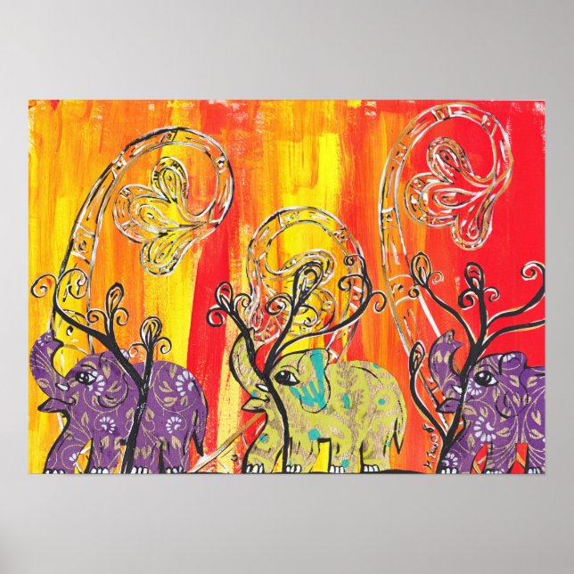 Affiches Happy Elephant Parade Print (Devant)