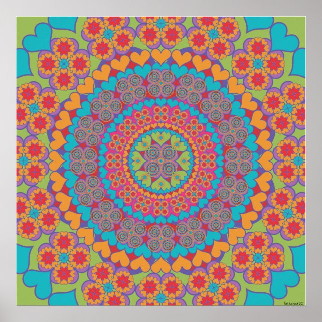 Affiches Happy Heart Mandala 1 (Devant)