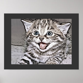 Affiches Happy Kitten Effets de photocopie