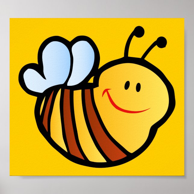 AFFICHES HAPPY LITTLE BUMBLEBEE BEE CARTOON CUTE HONEY INSE (Devant)