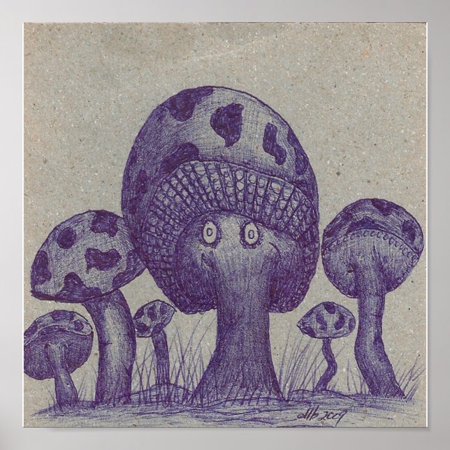 Affiches Happy Mushroom Prints (Devant)