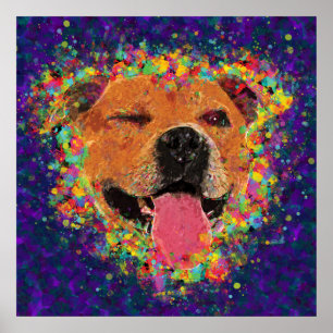 Affiches Happy Pit Bull Pop Art