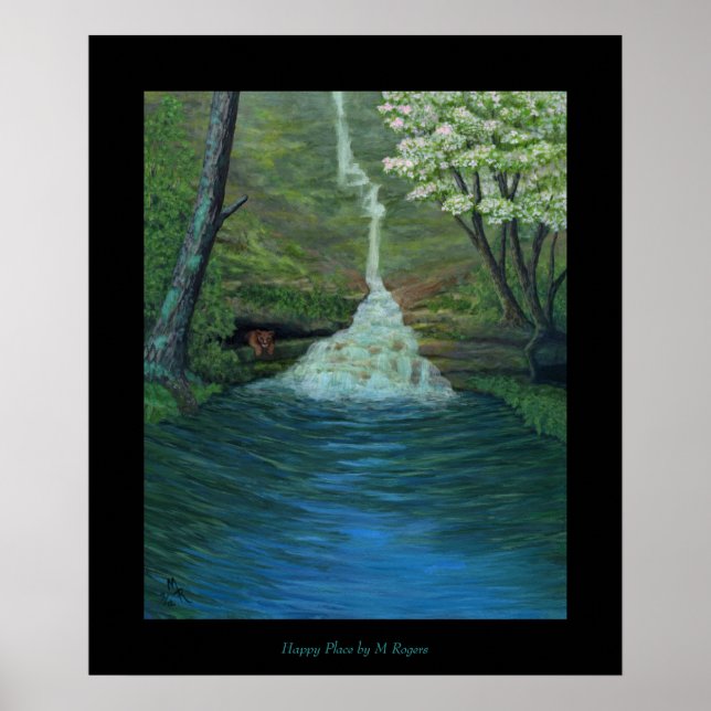 Affiches Happy Place - Peinture de cascade (Devant)