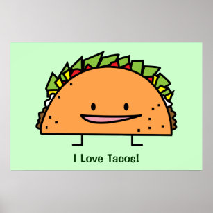 Affiches Happy Taco coquille viande de boeuf salsa cuisine 