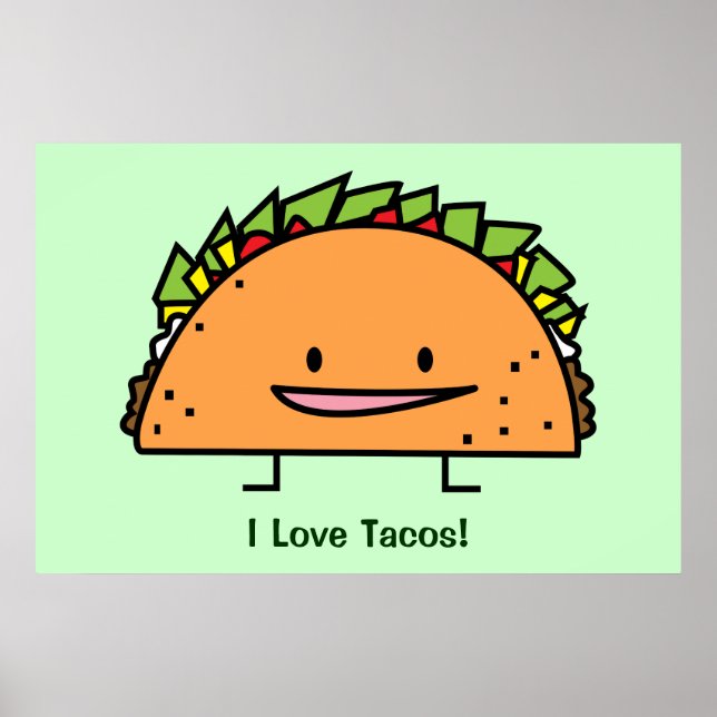 Affiches Happy Taco coquille viande de boeuf salsa cuisine  (Devant)