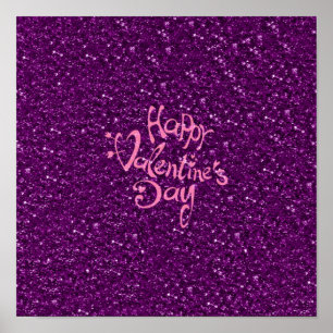 Affiches happy Valentines Day, violet