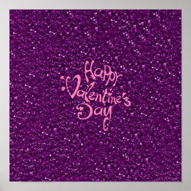 Affiches happy Valentines Day, violet (Devant)