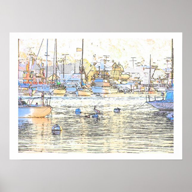 Affiches Harbour Dawn & Pelican Print (Devant)
