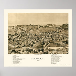 Affiches Hardwick, VT Panoramic Map - 1892