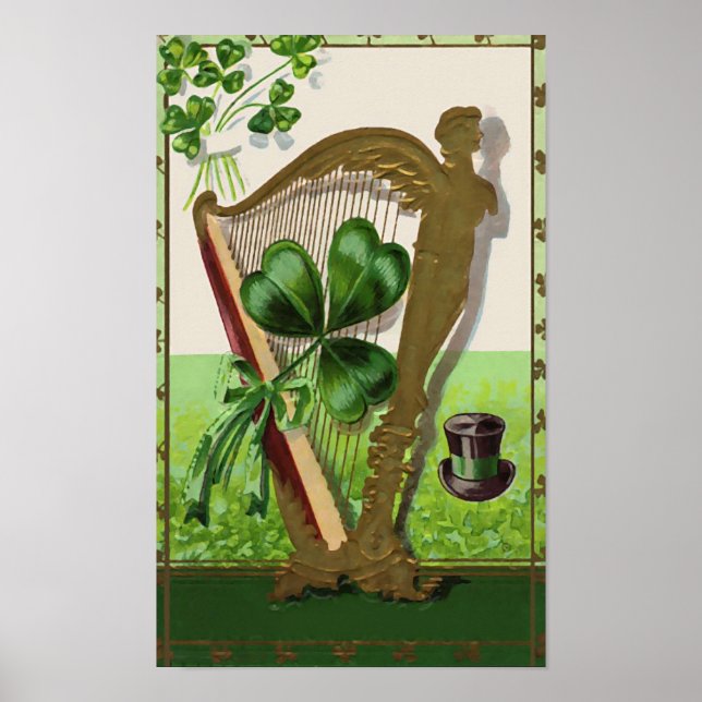Affiches Harpe d'Erin Vintage St. Patrick's Day (Devant)