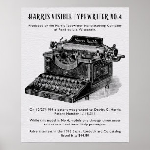 AFFICHES HARRIS VINTAGE TYPEWRITER