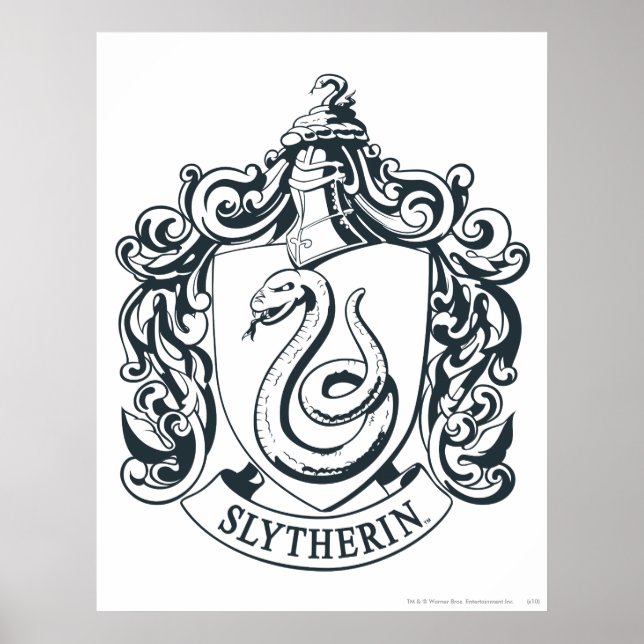Affiches Harry Potter | Blason de Serpentard - Noir et Blan (Devant)